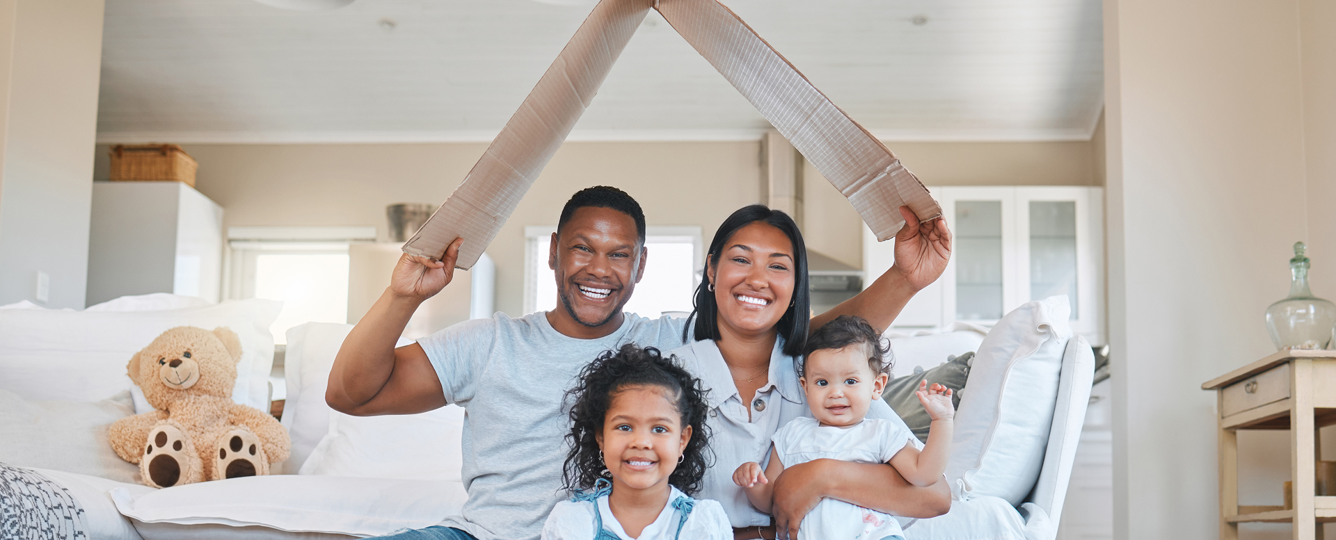 Family in new home